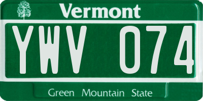 VT license plate YWV074