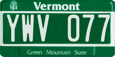 VT license plate YWV077