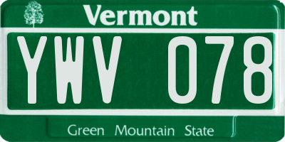 VT license plate YWV078