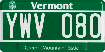 VT license plate YWV080