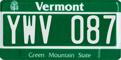 VT license plate YWV087
