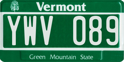 VT license plate YWV089