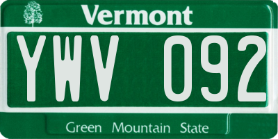 VT license plate YWV092