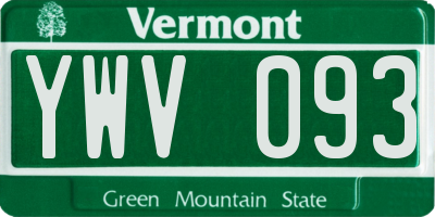 VT license plate YWV093