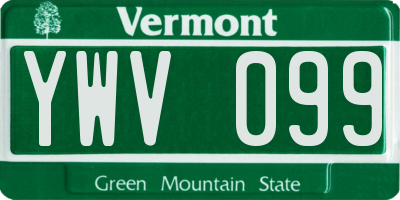 VT license plate YWV099