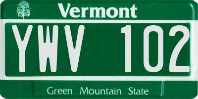 VT license plate YWV102
