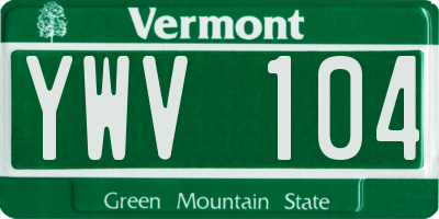 VT license plate YWV104