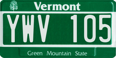 VT license plate YWV105