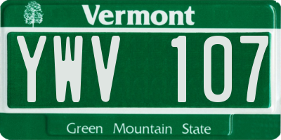 VT license plate YWV107