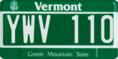 VT license plate YWV110