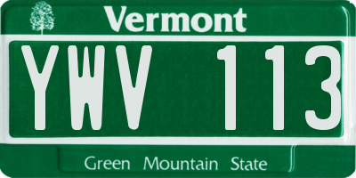 VT license plate YWV113