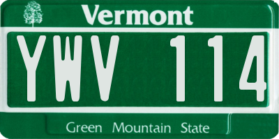 VT license plate YWV114