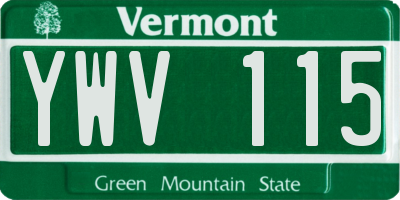 VT license plate YWV115