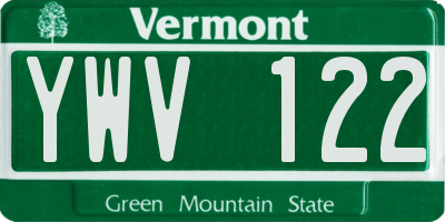 VT license plate YWV122
