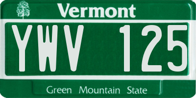 VT license plate YWV125