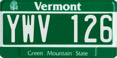 VT license plate YWV126