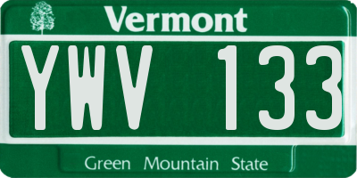 VT license plate YWV133