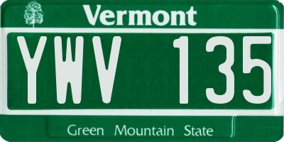 VT license plate YWV135