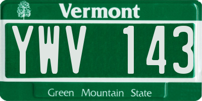 VT license plate YWV143