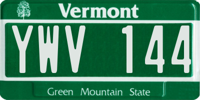 VT license plate YWV144