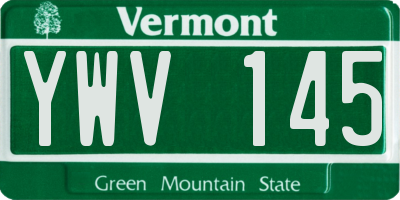 VT license plate YWV145