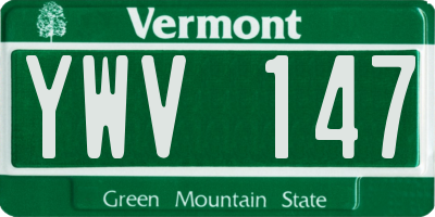 VT license plate YWV147