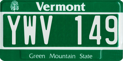 VT license plate YWV149