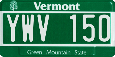 VT license plate YWV150