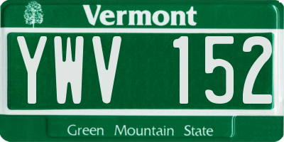 VT license plate YWV152