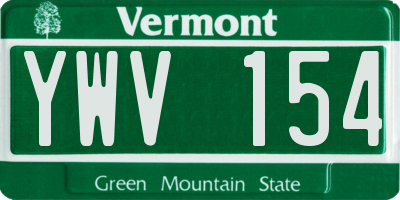 VT license plate YWV154