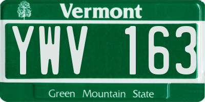 VT license plate YWV163