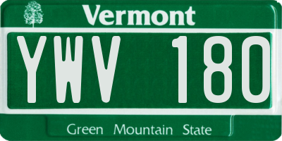 VT license plate YWV180