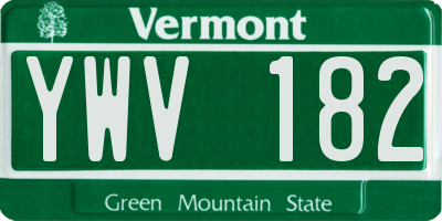 VT license plate YWV182