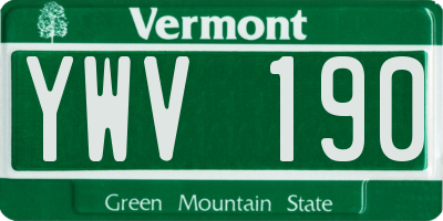 VT license plate YWV190