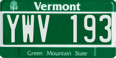 VT license plate YWV193