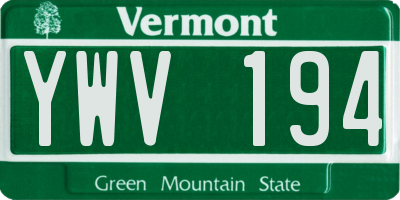VT license plate YWV194