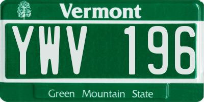 VT license plate YWV196