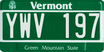 VT license plate YWV197