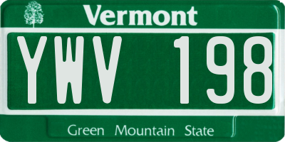 VT license plate YWV198