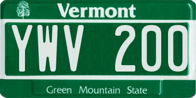 VT license plate YWV200