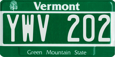 VT license plate YWV202