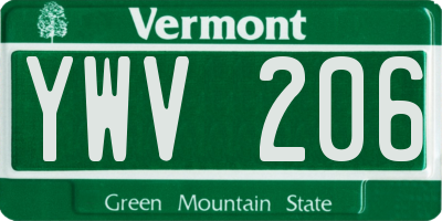 VT license plate YWV206