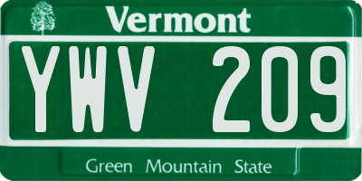 VT license plate YWV209