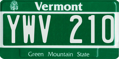 VT license plate YWV210