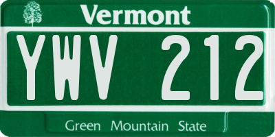 VT license plate YWV212