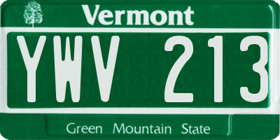 VT license plate YWV213