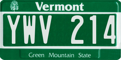 VT license plate YWV214