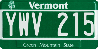VT license plate YWV215