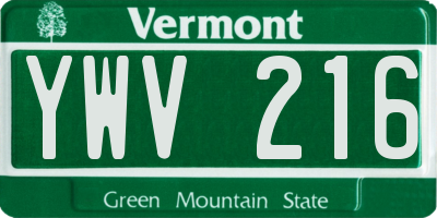 VT license plate YWV216