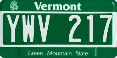 VT license plate YWV217